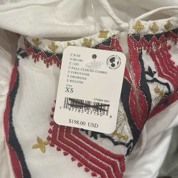 Free People Sweet Escape Embroidered Midi Western Boho Peasant Dress Relaxed NWT - Picture 9 of 13